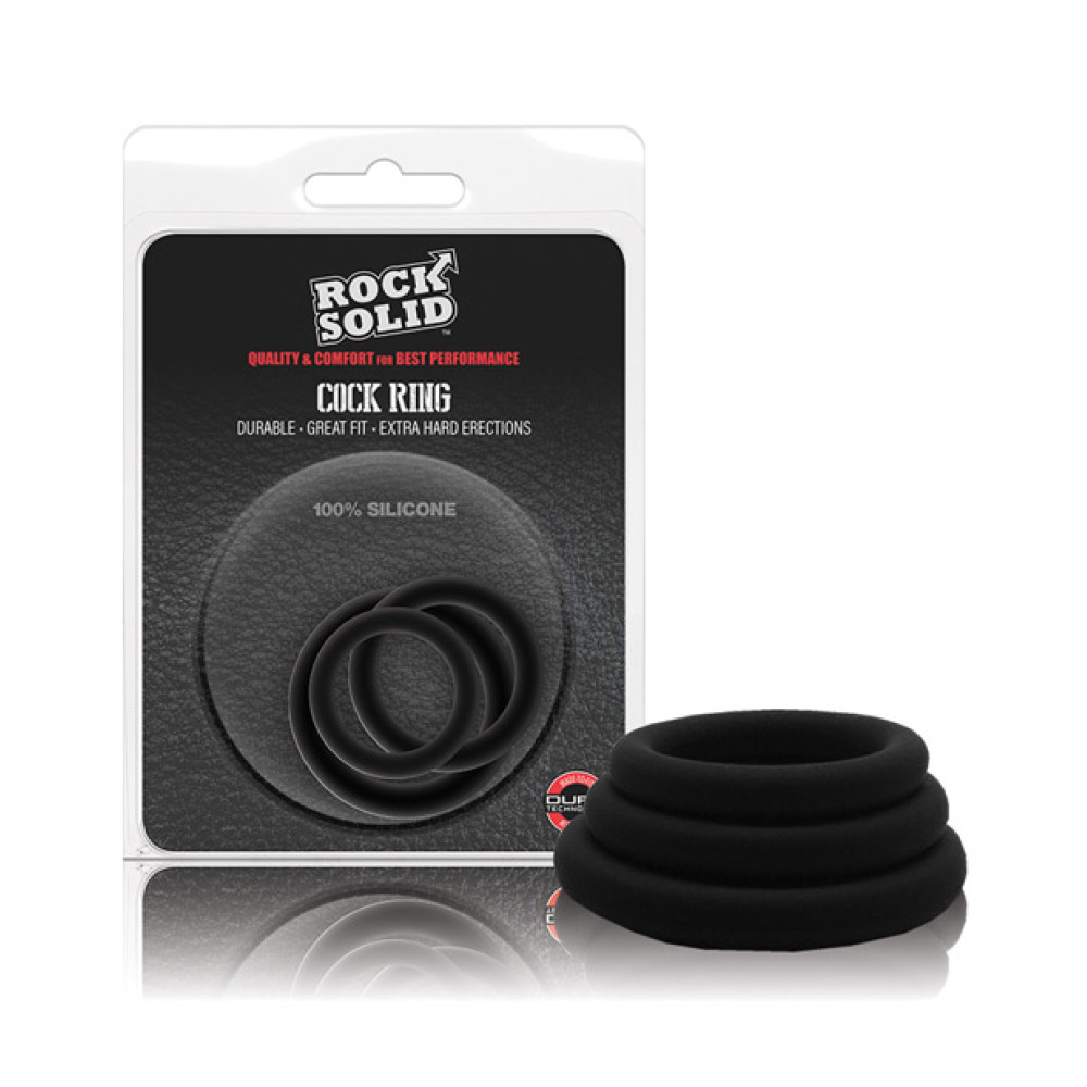 Rock Solid Tri-Pack Silicone Gasket Cockrings - Black