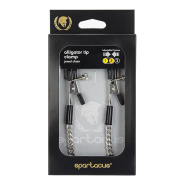Spartacus Adjustable Alligator Nipple Clamps w/Silver Chain