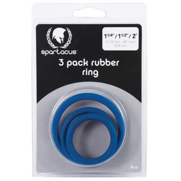 Spartacus Rubber Cock Ring Set- Blue Pack of 3
