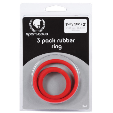 Spartacus Rubber Cock Ring Set - Red Pack of 3
