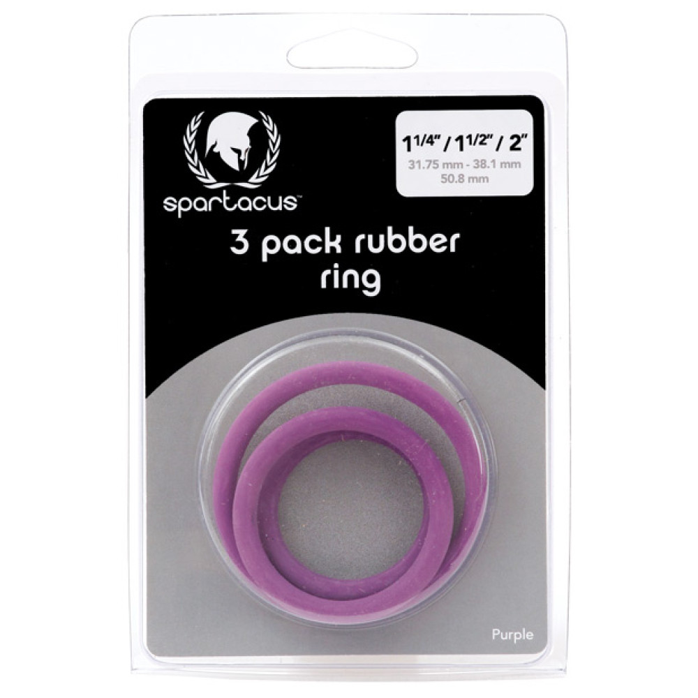 Spartacus Rubber Cock Ring Set - Purple Pack of 3