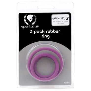 Spartacus Rubber Cock Ring Set - Purple Pack of 3