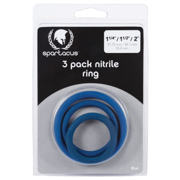 Spartacus Nitrile Cock Ring Set - Blue Pack of 3