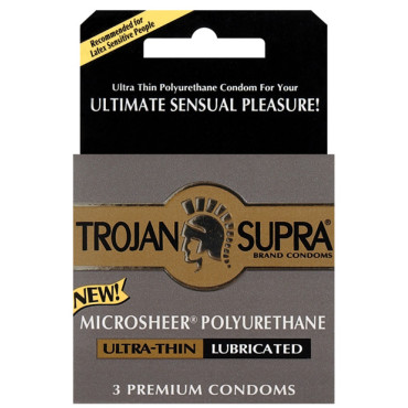 Trojan Supra Ultra-Thin Polyurethane Condoms - Box of 3