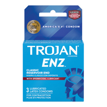 Trojan Enz Spermicidal Lubricated Condoms - Box of 3