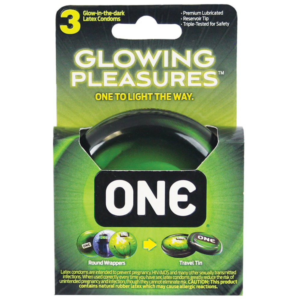 One Glowing Pleasures Condoms - Box of 3