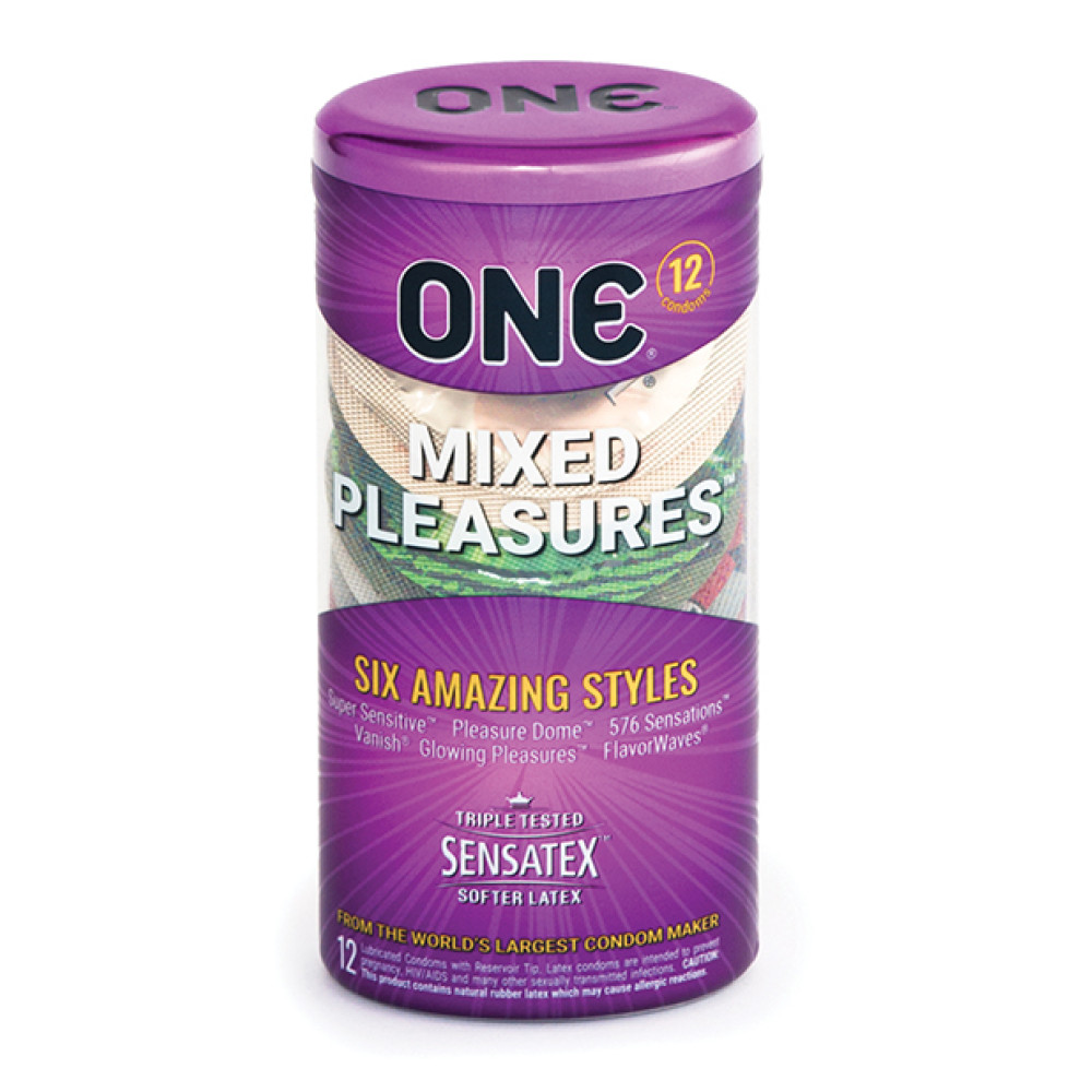 One Mixed Pleasures Condoms - Jar of 12