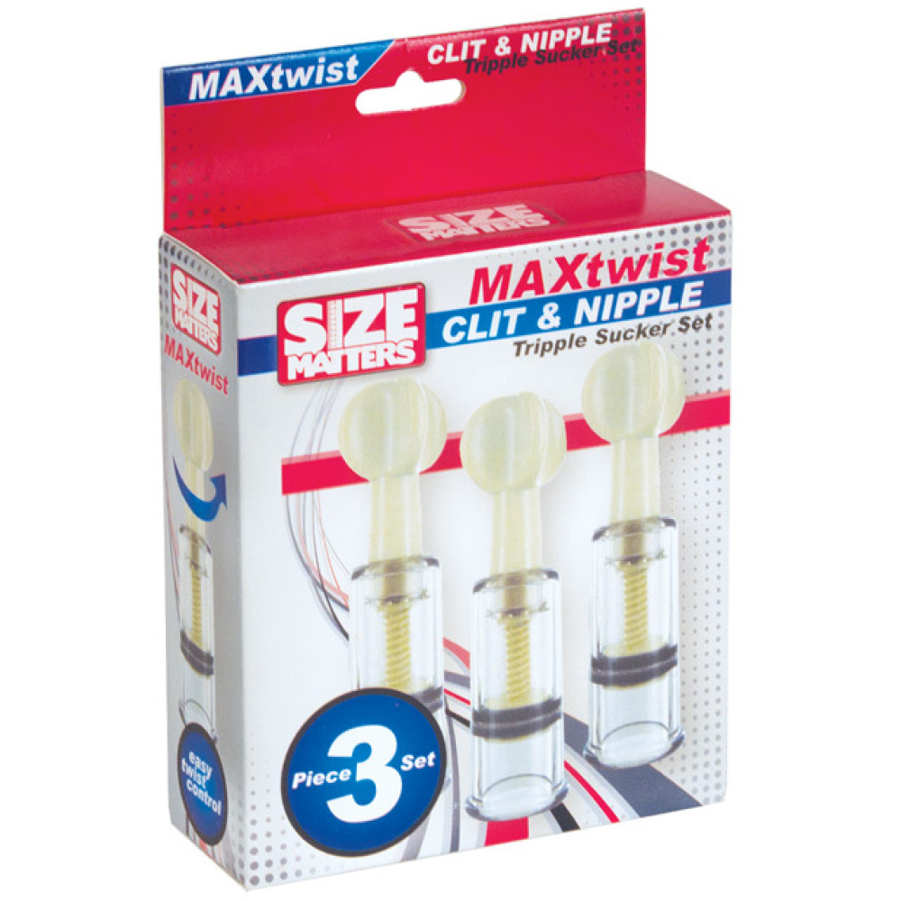 Size Matters Max Twist Triplets Nipple and Clit Suckers - Clear