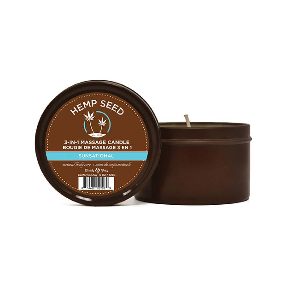 Earthly Body Suntouched Hemp Candle - 6 oz Round Tin Sunsational