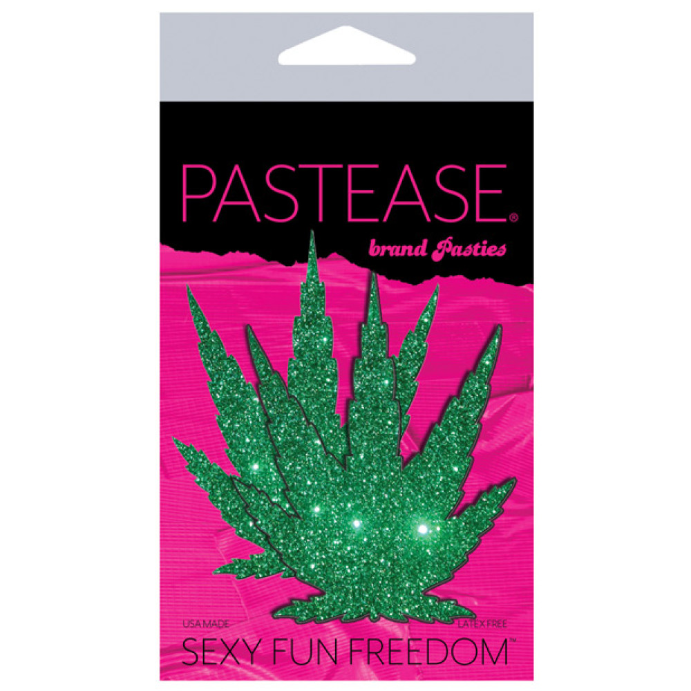 Pastease Premium Glitter Marijuana Leaf - Green O/S