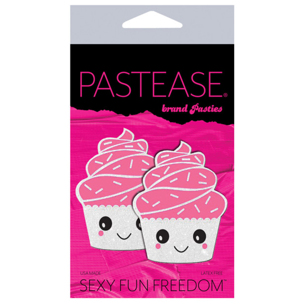 Pastease Premium Cupcake Glittery Frosting Nipple Pastie - White O/S