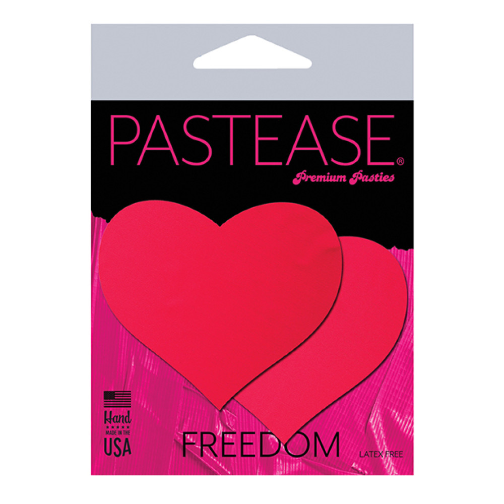 Pastease Basic Heart Black Light Reactive - Neon Red O/S