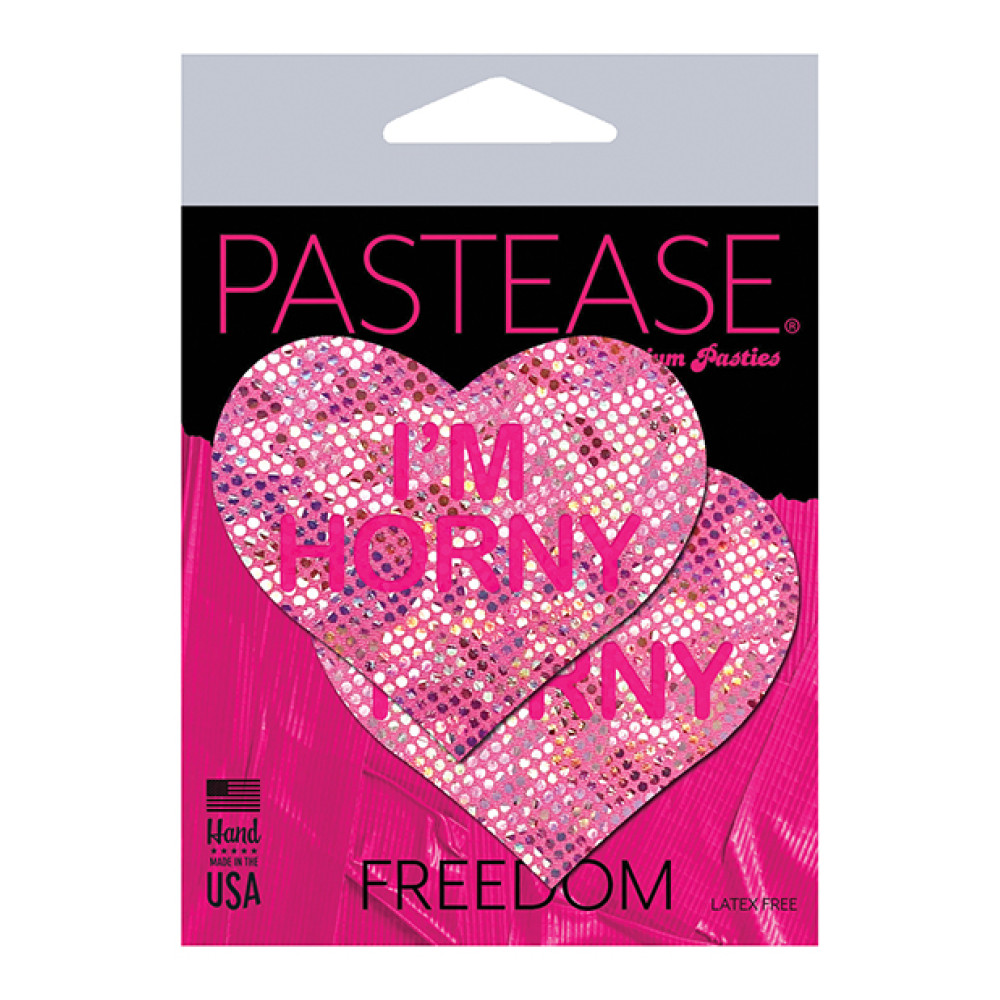 Pastease Premium I'm Horny Heart - Pink/Red O/S