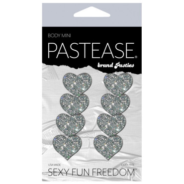 Pastease Premium Mini Glitter Hearts - Silver Pack of 8