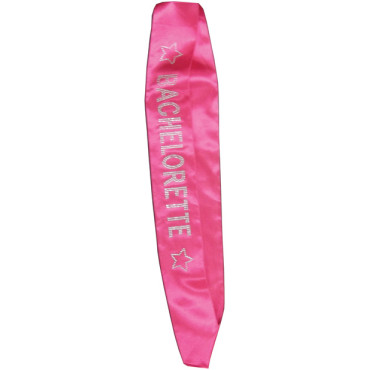 Bachelorette Sash w/Crystals - Hot Pink