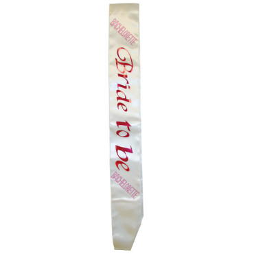 Bachelorette Bride To Be Non Flashing Sash - White