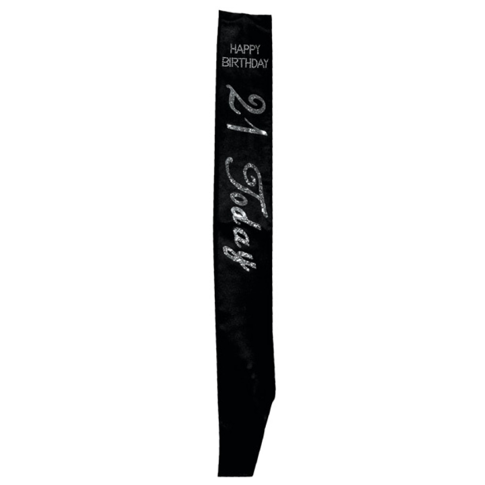 21 Today Non Flashing Sash w/Stones - Black
