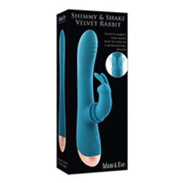 Adam & Eve Shimmy & Shake Velvet Rabbit - Teal