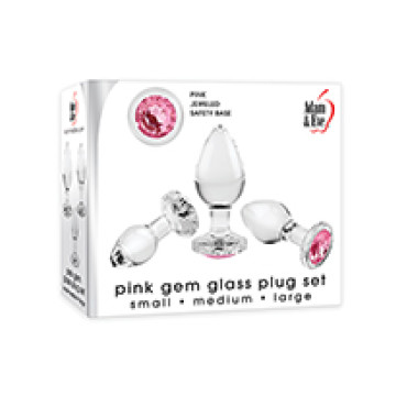Adam & Eve Pink Gem Glass Plug Set