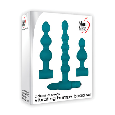 Adam & Eve Vibrating Anal Bumpy Bead Set - Teal