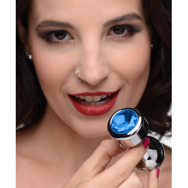 Blue Gem Weighted Anal Plug - Medium