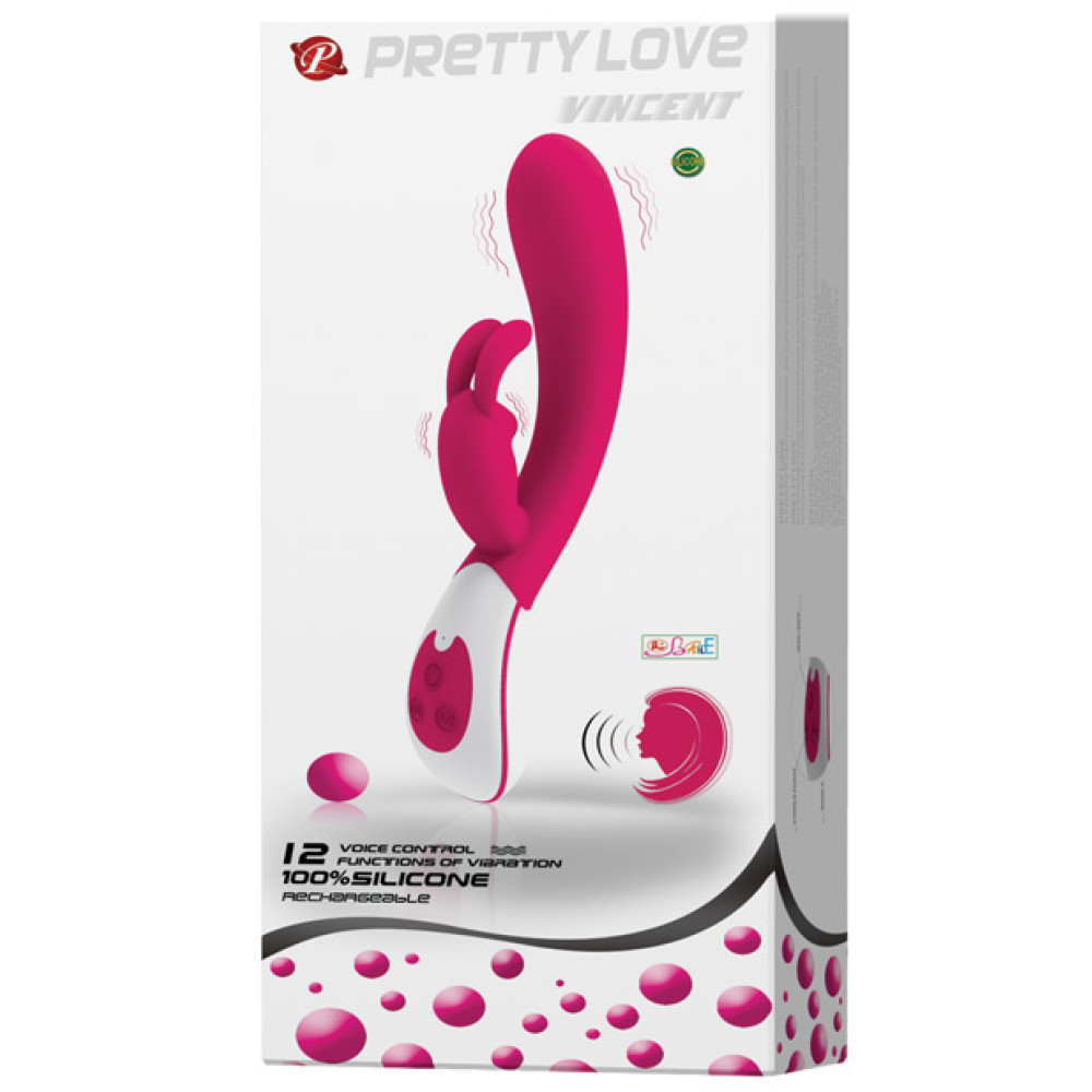 Pretty Love Vincent Voice Controlled Rechargeable Rabbit 12 Function - Pink