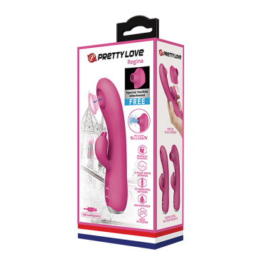 Pretty Love Regina Pulsing Rabbit w/Free Suction Attachment - Pink