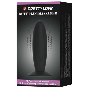 Pretty Love Butt Plug Massager - 12 Function Black