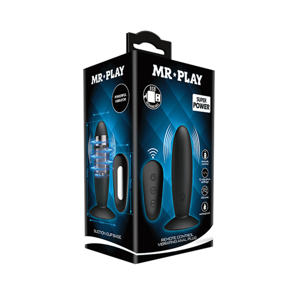 Mr.Play Remote Control Vibrating Plug - Black