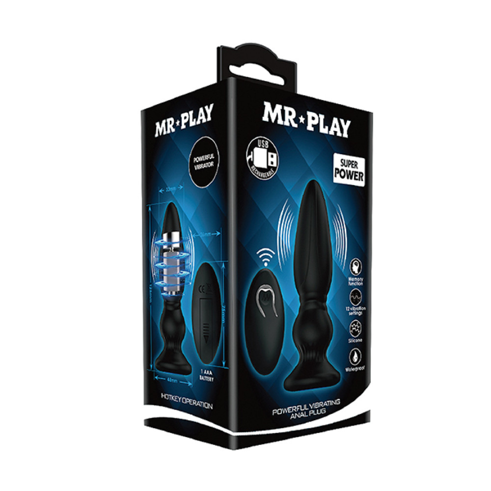 Mr. Play Vibrating Anal Plug w/Remote - Black