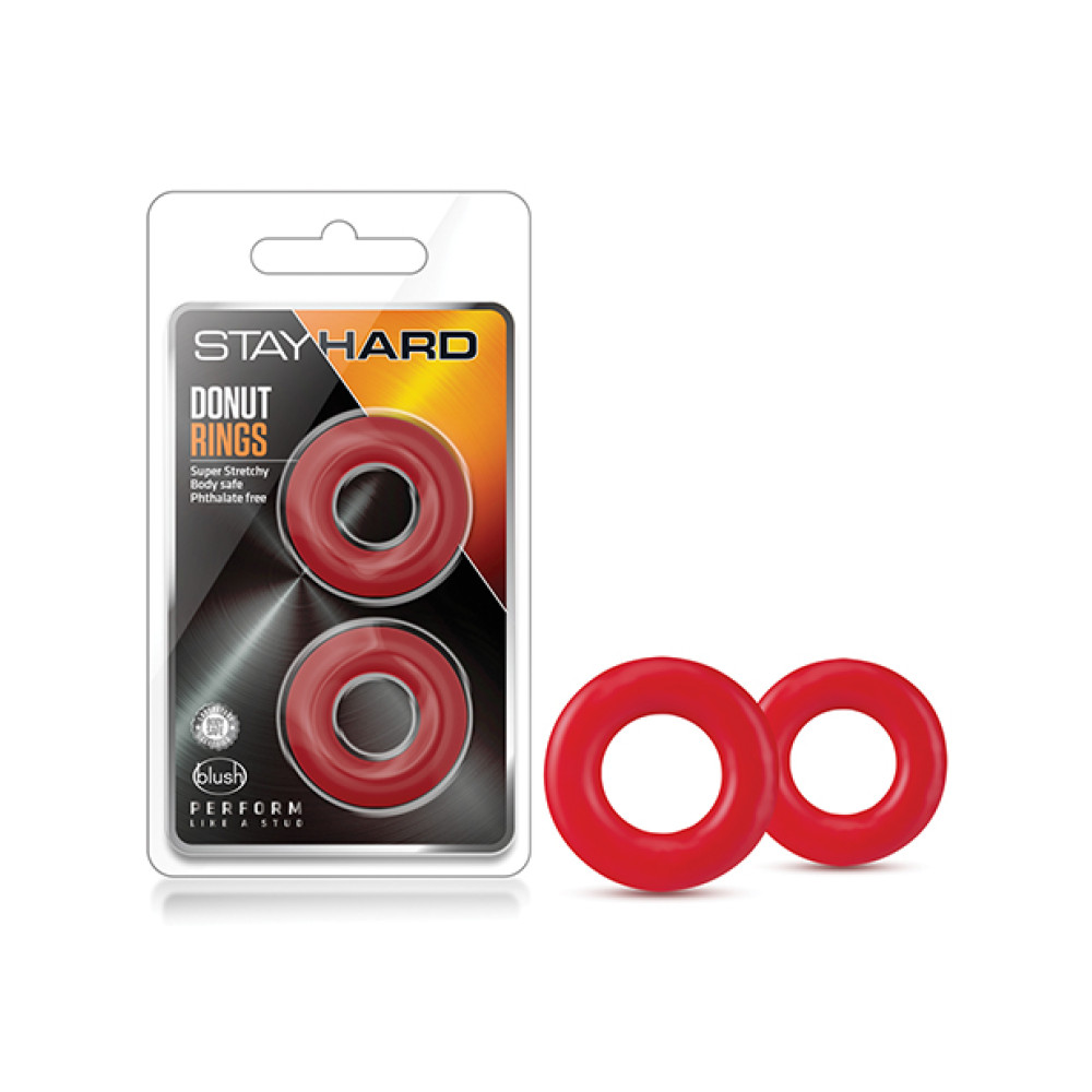 Blush Stay Hard Donut Rings - Red Pack of 2