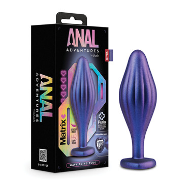 Blush Anal Adventures Matrix Wavy Bling Plug - Sapphire