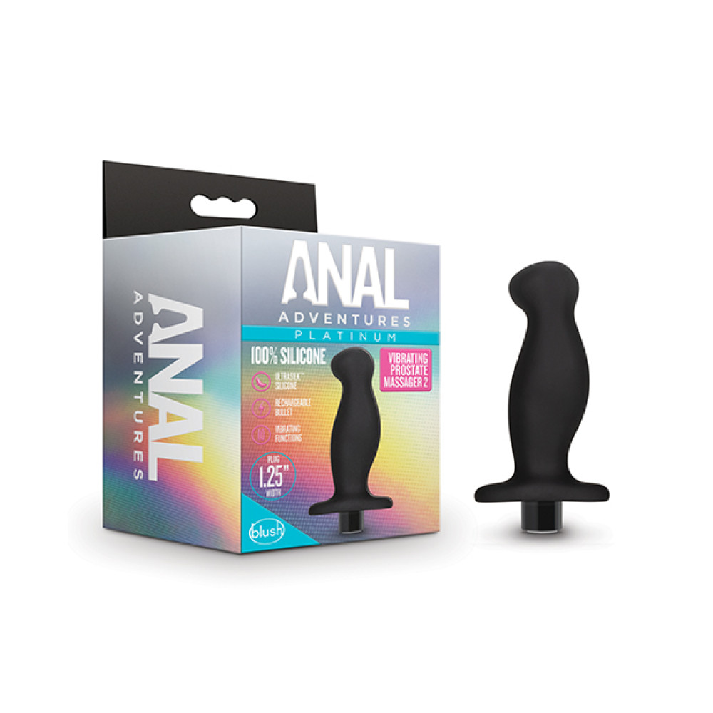 Blush Anal Adventures Platinum Silicone Vibrating Prostate Massager 02 -Black Blush Anal Adventures Platinum Silicone Vibrating Prostate Massager 02 -Black