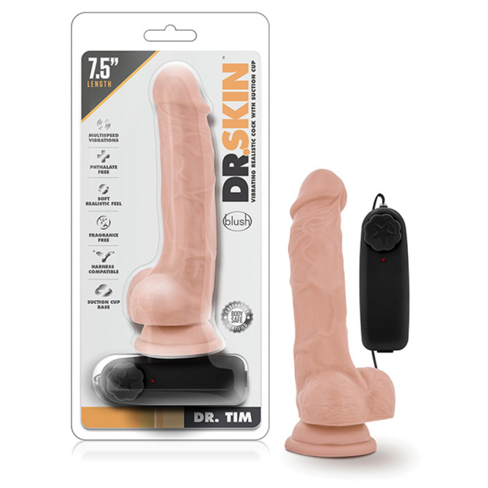 Blush Dr. Skin Dr. Tim 7.5" Cock w/Suction Cup - Vanilla