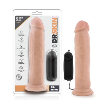 Blush Dr. Skin Dr. Throb 9.5" Cock w/Suction Cup - Vanilla