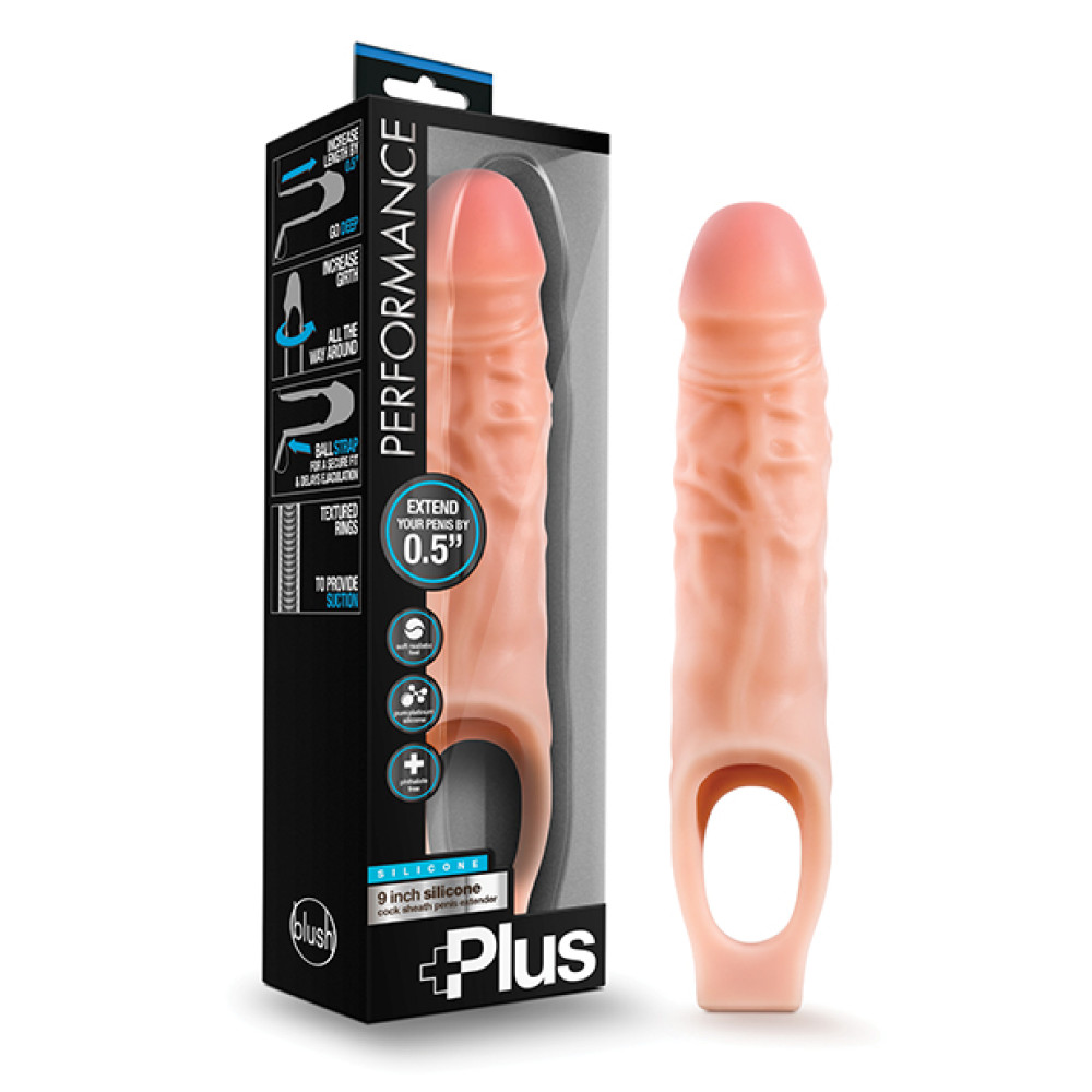Blush Performance Plus 9" Silicone Cock Sheath Penis Extender - Flesh