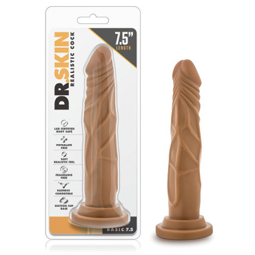 Blush Dr. Skin Realistic Cock Basic 7.5" - Mocha