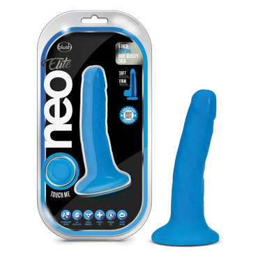 Blush Neo Elite 6" Silicone Dual Density Cock - Neon Blue