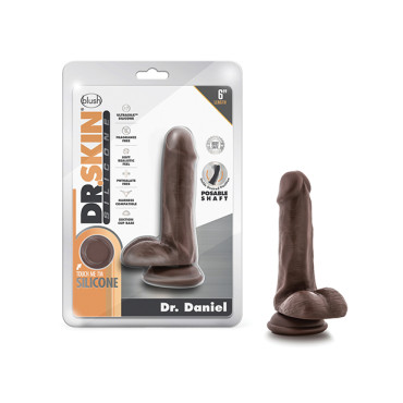Blush Dr. Skin Silicone Dr. Daniel 6" Dildo w/Balls - Chocolate