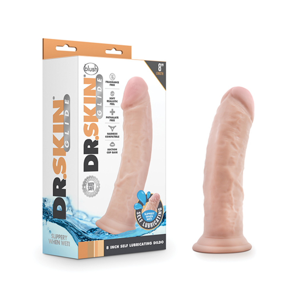 Blush Dr. Skin Glide 8" Self Lubricating Dildo - Vanilla