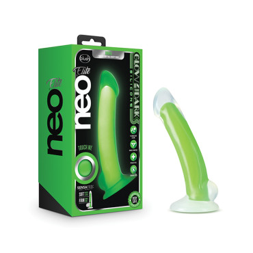 Blush Neo Elite Glow in the Dark Omnia  7" Silicone Dual Density Dildo - Neon Green