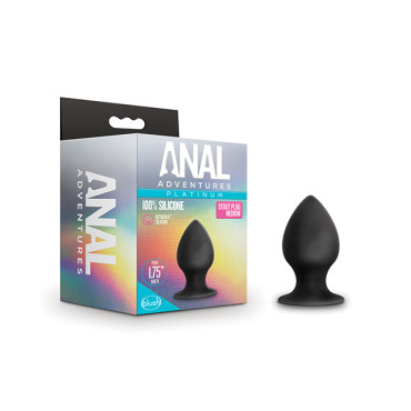 Blush Anal Adventures Platinum Silicone Anal Stout Plug - Medium Black