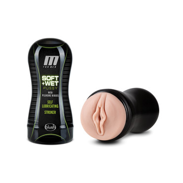 Blush M for Men Soft and Wet Pussy with Pleasure Ridges Self Lubricating Stroker - Vanilla