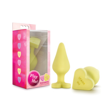 Blush Play With Me Naughty Candy Heart Spank Me Plug - Yellow