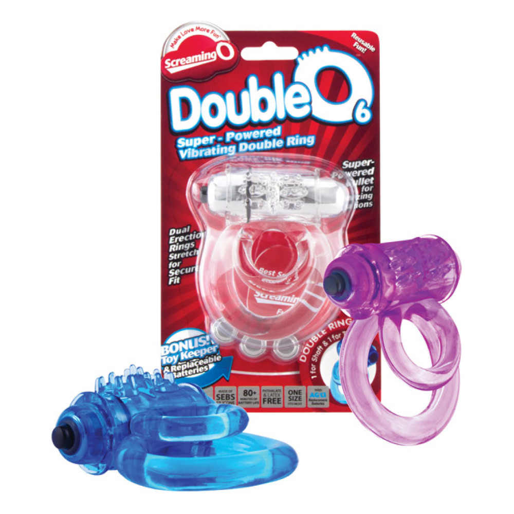 Screaming O DoubleO 6 Vibrating Double Cock Ring - Asst. Colors