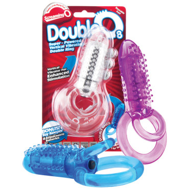 Screaming O DoubleO 8 Vibrating Double Cock Ring - Asst. Colors