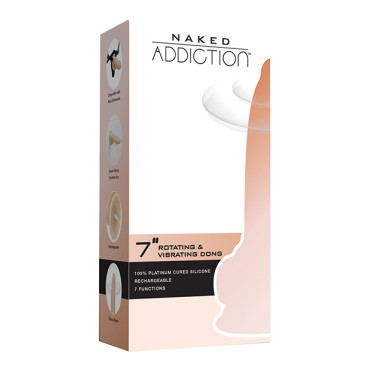 Naked Addiction 7" Rotating & Vibrating Dong w/Remote - Flesh