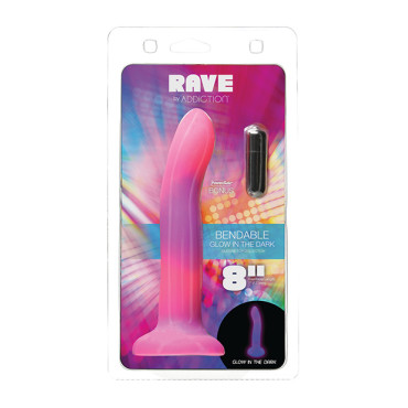 Addiction 8" Rave Glow in the Dark Dong - Pink/Purple
