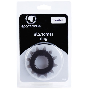 Spartacus Elastomer Stud Cock Ring - Black