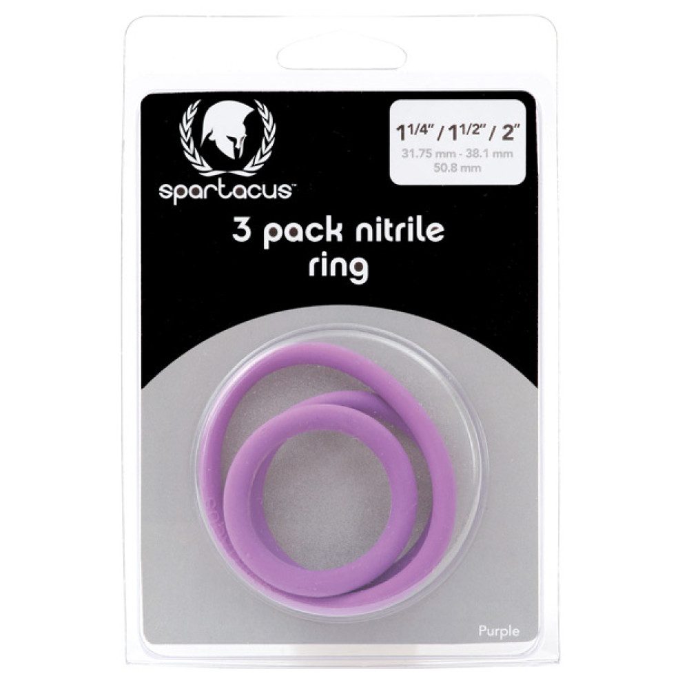 Spartacus Nitrile Cock  Ring Set - Purple Pack of 3
